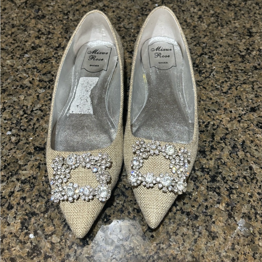 Mixue Rose embellished flats